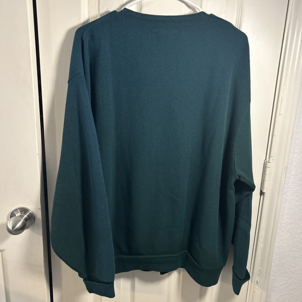 IZOD Mens Green Acrylic Grandpa VNeck Cardigan Knit Sweater Size 1X - Picture 5 of 5
